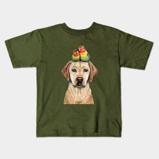 "Labradorable Lovebirds" - Topped Dogs collection Kids T-Shirt